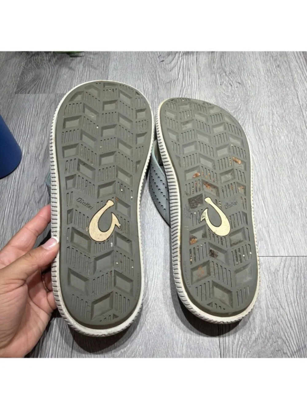 OluKai Ulele Sandals Mens Size 14 Gray Slip On Flip Flop Beach Casual Travel